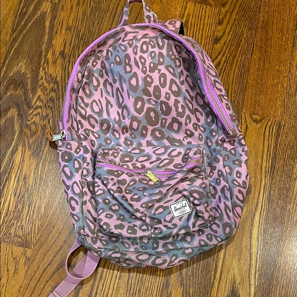 Hershel Leopard Print Backpack with Purple Accents - Picture 1 of 2